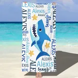 MJARTORIA Personalisiert Strandtuch Microfaser Badetuch mit Namen Kinder Damen, Beach Towel Handtuch Badetuch Stranddecke Schnelltrocknend für Reise Schwimmen Sauna Yoga Fitness 90x180cm Mikrofaser