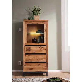 Massivmoebel24 Vitrine Wildeiche 65 x 40 x 148 cm Beige