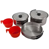 Outdoor International OUTDOOR Camping Kochgeschirr Set 7tlg. Edelstahl Topf