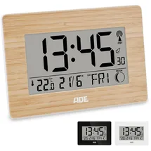 ADE Funkuhr digital Bambus