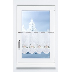 Scheibengardine  Plauener Spitze - Weihnachtshaus " (Bx H) 48,6cm * 45cm" braun/mehrfarbig