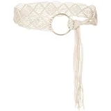 MTKSFDC Kettengürtel Beige Damen Gewebter Taillengürtel Baumwolle Gehäkelt Sommer Strand Handgewebt Seil Geflochten Skinny Kleid Gürtel Mode Boho