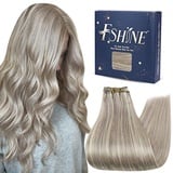 Fshine Echthaar Extensions Tressen Echthaar 60cm 100g Echthaar Tressen zum Einnähen Haartressen Echthaar zum Einnähen Sew in Hair Extensions Blond Farbe 19AP60