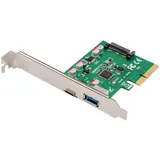 Digitus PCIe Karte, USB 3.1 Gen 2 Controllerkarte USB-A, USB-C & 1x Typ-A) - 10 Gbit/s - Chipsatz ASM1142