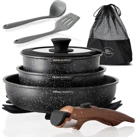luxuskollektion Kitchen Academy Topf-Set 10-tlg. 4 x Kochtopf + 2 x Bratentopf + 2 x Stielkasserolle + 2 x Dämpfeinsatz