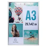 Exacompta Zeitungsständer 12x Fotorahmen A3 aus Aluminium, Exacryl - Kristall - 83758D, Tischständer silberfarben
