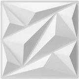 Art3dwallpanels PVC 3D Wandpaneel Diamant für Innenwand Dekor in Weiß, 3D Strukturierte Wandpaneele, 33 Stück Fliesen