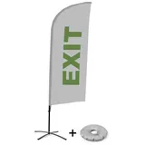 Showdown Displays Beachflag - Komplett-Set - Exit - Englisch - Grau - Kreuzständer - Alu