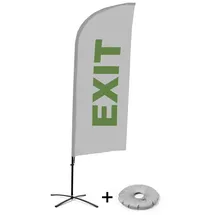 Showdown Displays Beachflag - Komplett-Set - Exit - Englisch - Grau - Kreuzständer - Alu