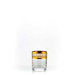 Crystalex Schnapsglas Barline (gold) Schnapsgläser 60 ml 6er Set, Kristallglas, Gravur, Kristallglas weiß