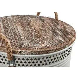 Kobolo Wäschekorb Korb HOME Gr. M 34x47 cm Metall Holz mit Deckel Griffe