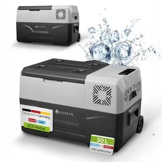 Juskys Kompressor Kühlbox Yukon Pro 30 Liter - elektrisch Gefrierbox mit USB-Anschluss, ECO-Modus - 12/24 V 230V Kompressorkühlbox