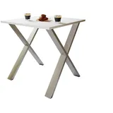 VCM Esstisch Xona weiß quadratisch, U-Fuß silber, 80,0 x 80,0 x 76,0 cm