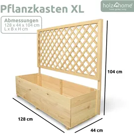 holz4home Pflanzkasten mit Rankgitter 128 x 104 x 44 cm Braun