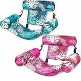 2 Stück Aufblasbare Wasser Pool Luftmatratze für Erwachsene, 4 In 1 Pool Spielzeug, Wasserhängematte, Aufblasbare Pools Schwimmsitze, Wassersessel Schwimmstuhl für Partys, Sommer, Wasser, St-Rand