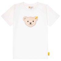 Steiff Kinder T-Shirt - Basic, Kurzarm, Teddy-Applikation, Cotton Stretch, uni Weiß 92