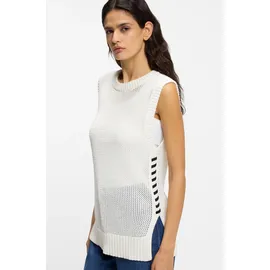 Boss ORANGE Stricktop Favignon Premium Damenmode mit Schnürdetails in Kontrastfarbe, Relaxed Fit beige XL (42)