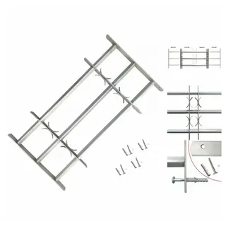 vidaXL Fenstergitter Verstellbar mit 3 Querstäben 500-650 mm