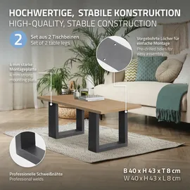 ECD Germany 2x Tischbeine 40x43 cm, Anthrazit, Pulverbeschichteter Stahl, Industriedesign, Metall 40x8x43 Esszimmer, Tische, Esstische, Tischsysteme