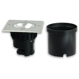 ISOLED Bodeneinbaustrahler Edelstahl 12,5 x 12,5 cm 7W 470lm IP67 warmweiß silber