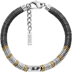 Armband DIESEL "Schmuck Geschenk Edelstahl Nylon D LOGO, DX1572931 DX1573931 DX1574931", edelstahlfarben, gelbgoldfarben, anthrazit, anthrazit, Armbänder, Edelstahl-Nylon, Edelstahl, Nylon, mit Hämatit