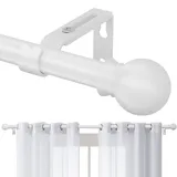 Gardinenstange, 71-157cm Gardinenstange mit Verstellbare Halterungen aus Edelstahl, Gardinenstange Beschläge 16 mm Durchmesser mit Rundem Endstück für Schlafzimmer, Wohnzimmer, Küche/Mattweiß