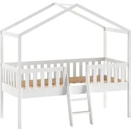 Vipack Hausbett Dallas 90 x 200 cm Kiefer massiv weiß lackiert