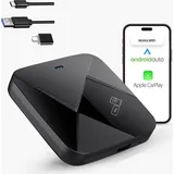 Olvy 2-in-1 Wireless Carplay Adapter für Apple CarPlay & Android Auto, Dongle, Konvertiert Kabelgebunden in Kabellos, Plug and Play, Apple & Android