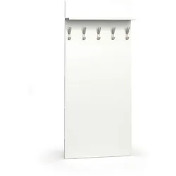Garderobenwand PRIMO, 5 Kleiderhaken, Ablage, weiß