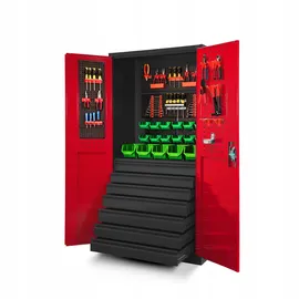 Jan Nowak Werkzeugschrank Stahlblech 185 cm x 92 cm x 50 cm anthrazit/rot abschließbar