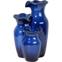 Dobar dobar® Zimmerbrunnen mit Pumpe im Amphoren-Design dreistufig - Deko Wasserfall aus Keramik Indoor - 14 x 12,5 x 22 cm