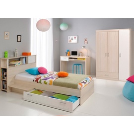 Parisot "Charly" Set mit 3-türigem Kleiderschrank, weiß (akaziefarben, weiß) Komplett-Kinderzimmer