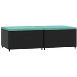 vidaXL Gartenhocker mit Kissen 2 Stk. Schwarz Poly Rattan