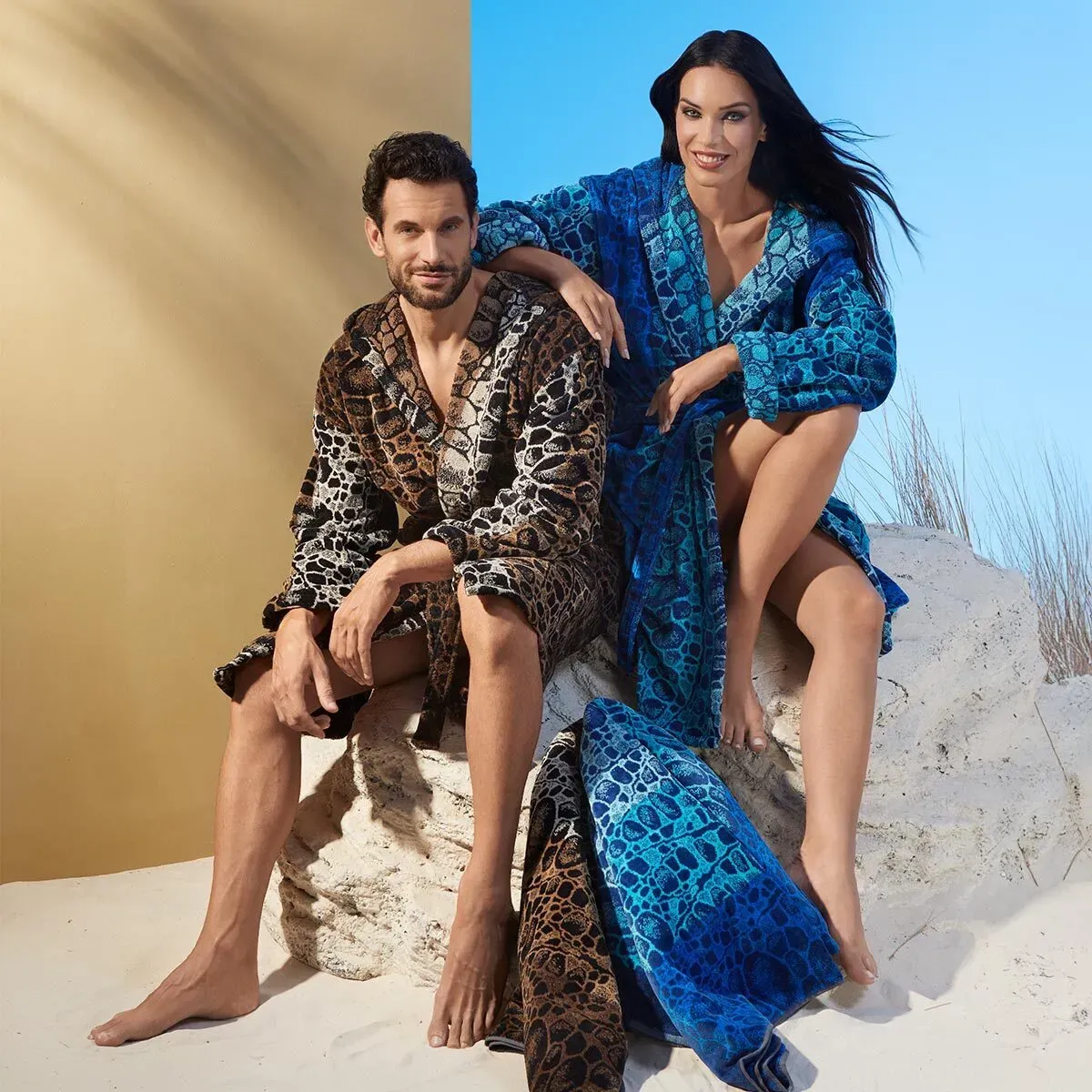 Carrara Unisex Frottier Bademantel Ocean XXL | blau - blau