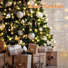 salcar LED Lichterkette Weihnachtsbaum 10 x 1,5m Weihnachtsbeleuchtung 9 Beleuchtungsmodi mit Ring und Fernbedienung, - Weiß