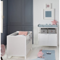 roba® Babymöbel-Set Hamburg, (Spar-Set, 2-St., Kinderbett, Wickelkommode), mit Kinderbett und Wickelkommode mit 2 Türen weiß