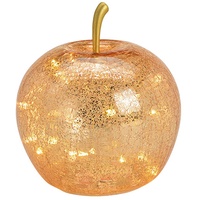 Dekoleuchte Apfel (S) Glas, Gold mit LED Lichterkette, Apfel Lampe, Dekolampe, T