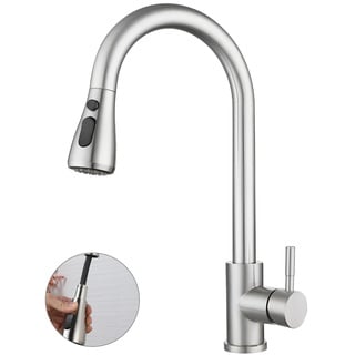 ZSMJAER Waschbecken Hahn Küche aus Edelstahl, Wasserhahn mit 60cm Schlauch, Küchenarmatur mit Ausziehbaren Brause, Küchenamaturenset, 360° Kitchen Sink Tap, 2 Mode, G3/8 Anschluss (Schwarz)