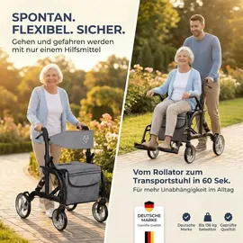 foreversenior 2 in 1 Rollator mit Federung grau/schwarz