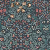 William Morris At Home Vliestapete Blackthorn 10 m x 0,62 m blau 34193