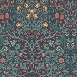 William Morris At Home Vliestapete Blackthorn 10 m x 0,62 m blau 34193