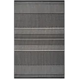 oKu-Tex Novel Outdoorteppich, Grau, Schwarz, Kunststoff, Boho, rechteckig, 80x150 cm, Oeko-Tex® Standard 100, Oeko-Tex® Made IN Green, für Fußbodenheizung geeignet, in verschiedenen Größen erhältlich, wasserabweisend, schmutzabweisend, UV-beständig,