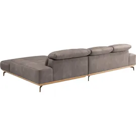 Musterring Wohnlandschaft MUSTERRING "MR 2490 Ecksofa mit erstklassigem Sitzkomfort, Long-Life-Leder", grau (light grau, b), B:342cm T:207cm, Sofas, Wohnlandschaft, Bronze-Fuß, Sitzhöhe 48cm, wahlweise mit Funktionen, Maße 342 x 207 cm