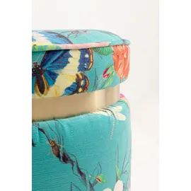 Kare Hocker Flower Fever Polyester 39 x 47 x 39 cm Blau