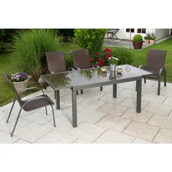 Merxx Sitzgruppe Varese 5tlg., Ausziehtisch 120 (180) x 90 cm mit 4 Stapelsesseln