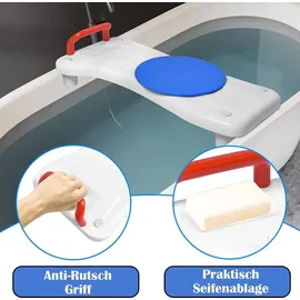 YARDIN Badewannenbrett Badewannensitz Senioren mit Seifenablage und Rot Griff, Einstellbar 70 x 31 cm, max. 150 kg