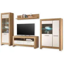Stella Trading Wohnwand BALIN - Moderne Schrankwand mit LED-Beleuchtung für Ihr Wohnzimmer - 325 x 197 x 45 cm (B/H/T)