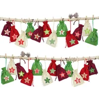 Papierdrachen 24 Adventskalender Stoffsäckchen zum Befüllen - mit Bäckergarn und Klammern - Stoffbeutel zum selber Dekorieren - Geschenksäckchen von Papierdrachen