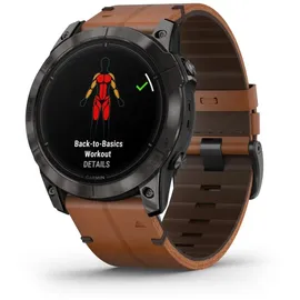 Garmin Epix Pro (Gen 2) Sapphire 51 mm schwarz/carbongrau Titan mit Lederarmband