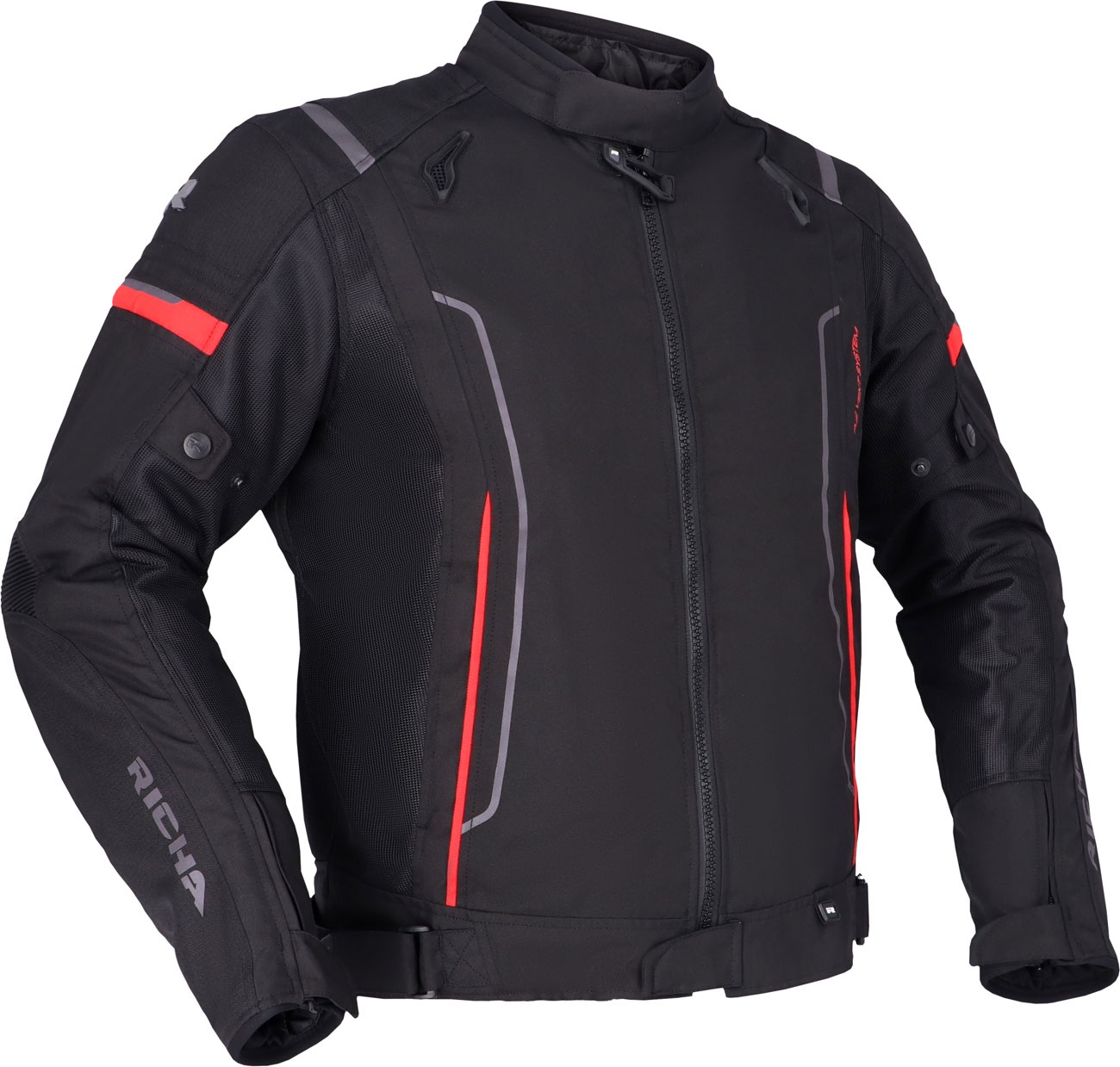 Richa Airstream 3, veste textile imperméable - Noir/Rouge - S